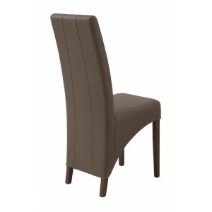 Lot de 2 chaises BASIKA marron similicuir design vintage salle à manger
