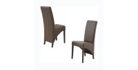 Lot de 2 chaises BASIKA marron similicuir design vintage salle à manger