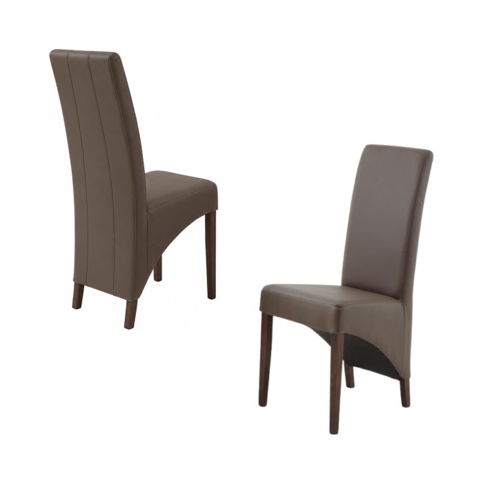 Set van 2 BASIKA stoelen in taupe bruin imitatieleer - Vintage stijl