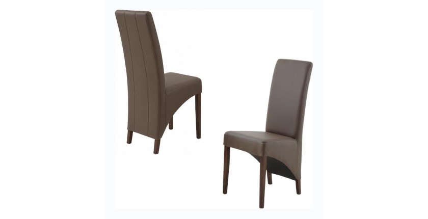 Lot de 2 chaises BASIKA marron similicuir design vintage salle à manger