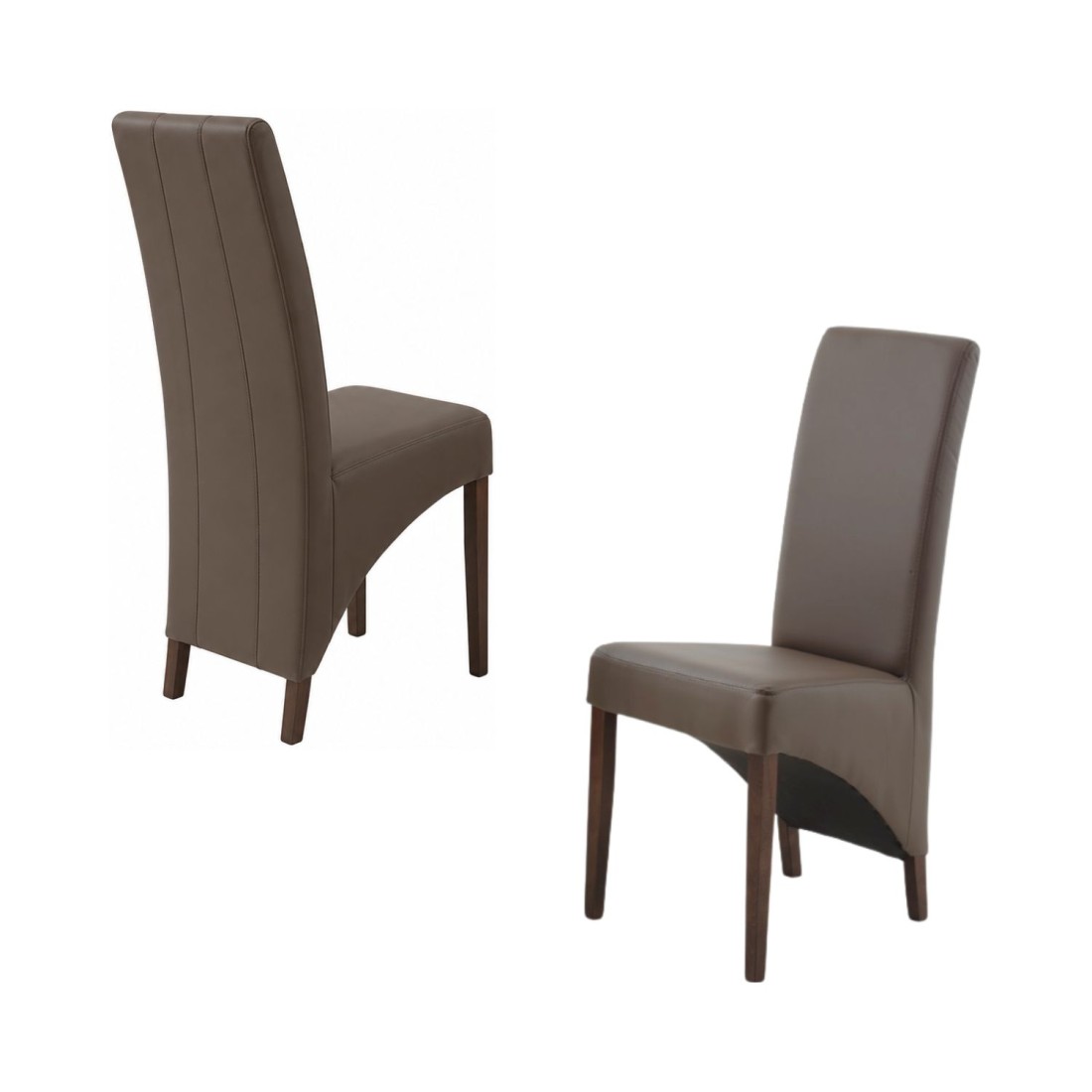 Lot de 2 chaises BASIKA marron similicuir design vintage salle à manger
