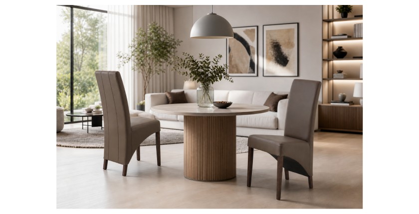 Lot de 2 chaises BASIKA marron similicuir design vintage salle à manger
