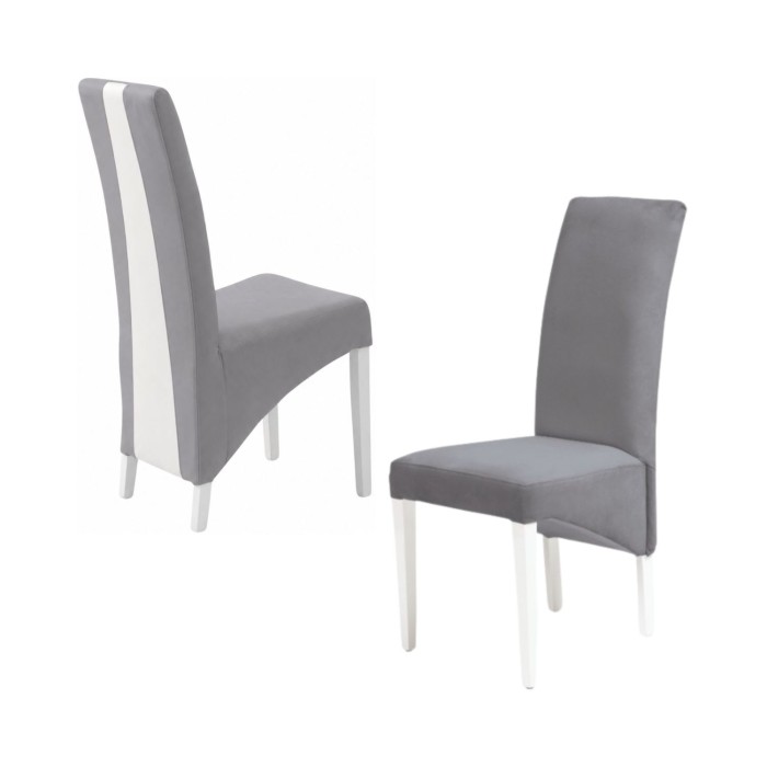 Lot de 2 chaise BASIKA grises et blanches