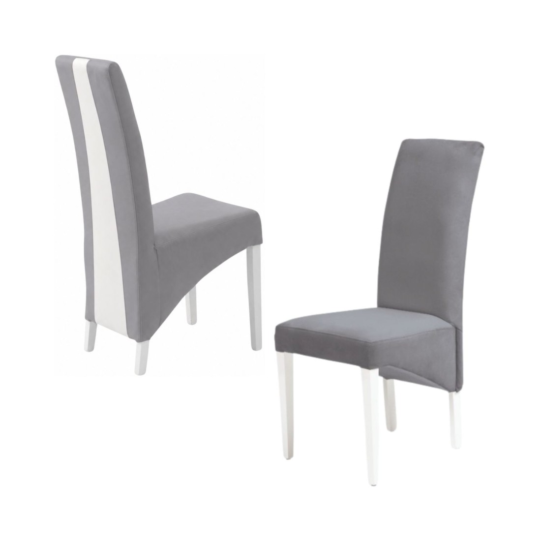 Lot de 2 chaise BASIKA grises et blanches