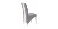 Lot de 2 chaises BASIKA gris et blanc similicuir pieds blancs vintage