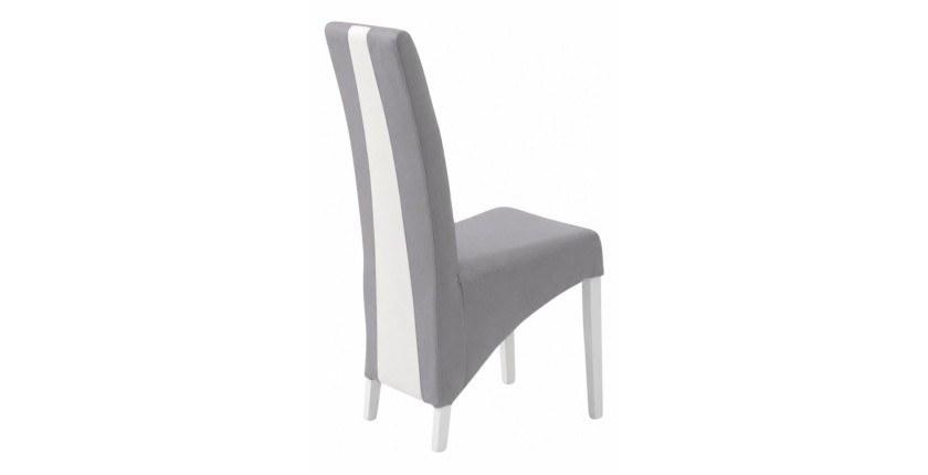 Lot de 2 chaises BASIKA gris et blanc similicuir pieds blancs vintage