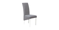 Lot de 2 chaises BASIKA gris et blanc similicuir pieds blancs vintage