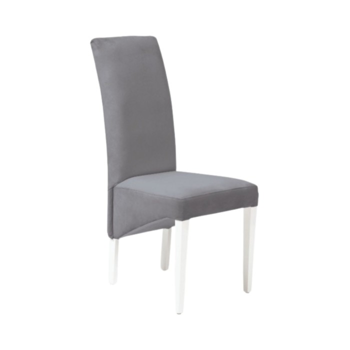 Set von 2 Stühlen BASIKA in Grau und Weiß aus Kunstleder mit weißen Beinen – Vintage-Stil