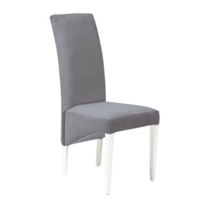 Lot de 2 chaises BASIKA gris et blanc similicuir pieds blancs vintage