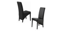 Lot de 2 chaises BASIKA blanc et noir similicuir design vintage