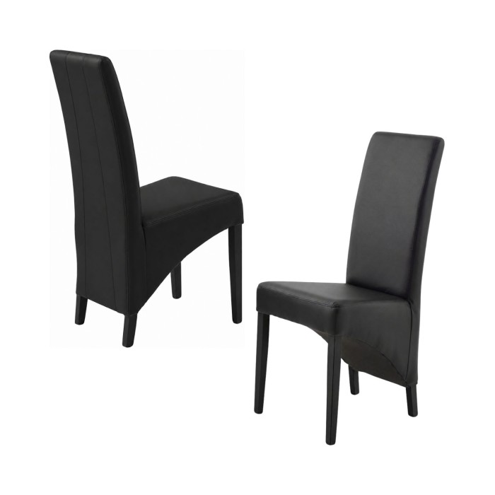 Set van 2 BASIKA zwarte stoelen van imitatieleer - Vintage stijl