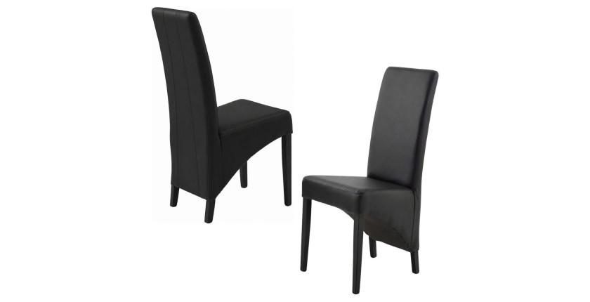 Lot de 2 chaises BASIKA blanc et noir similicuir design vintage