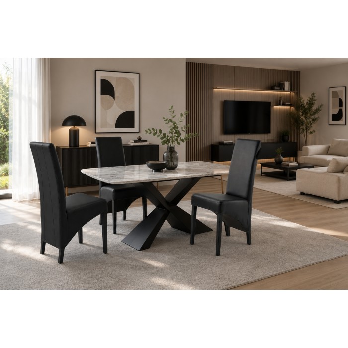 Set van 2 BASIKA zwarte stoelen van imitatieleer - Vintage stijl