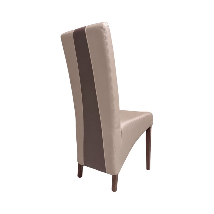 Set van 2 BASIKA stoelen in lichtbruin en chocoladekleurig kunstleer – Vintage stijl