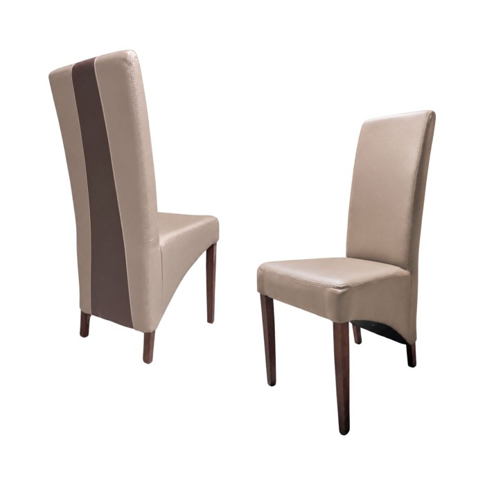 Set van 2 BASIKA stoelen in lichtbruin en chocoladekleurig kunstleer – Vintage stijl