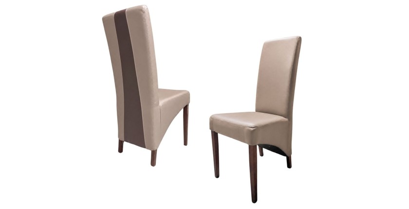 Lot de 2 chaises BASIKA blanc similicuir design vintage salle à manger