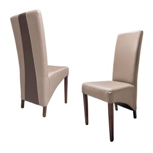 Lot de 2 chaises BASIKA marron clair et chocolat