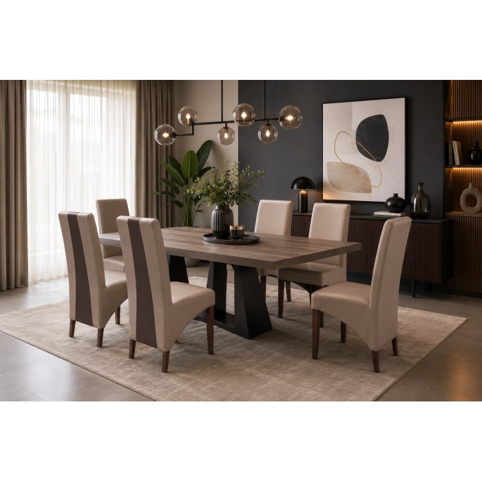 Set van 2 BASIKA stoelen in lichtbruin en chocoladekleurig kunstleer – Vintage stijl