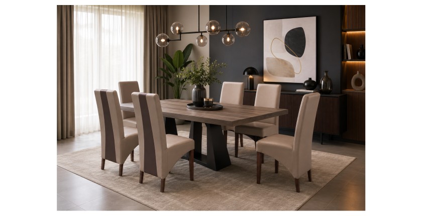 Lot de 2 chaises BASIKA marron clair et chocolat mises en situation