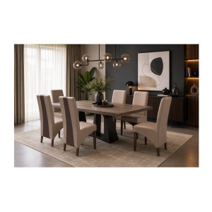 Lot de 2 chaises BASIKA marron clair et chocolat mises en situation