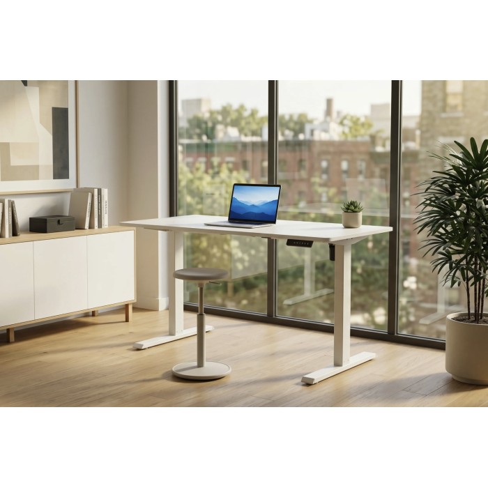 Escritorio eléctrico MONZA 140 cm blanco ajustable en altura