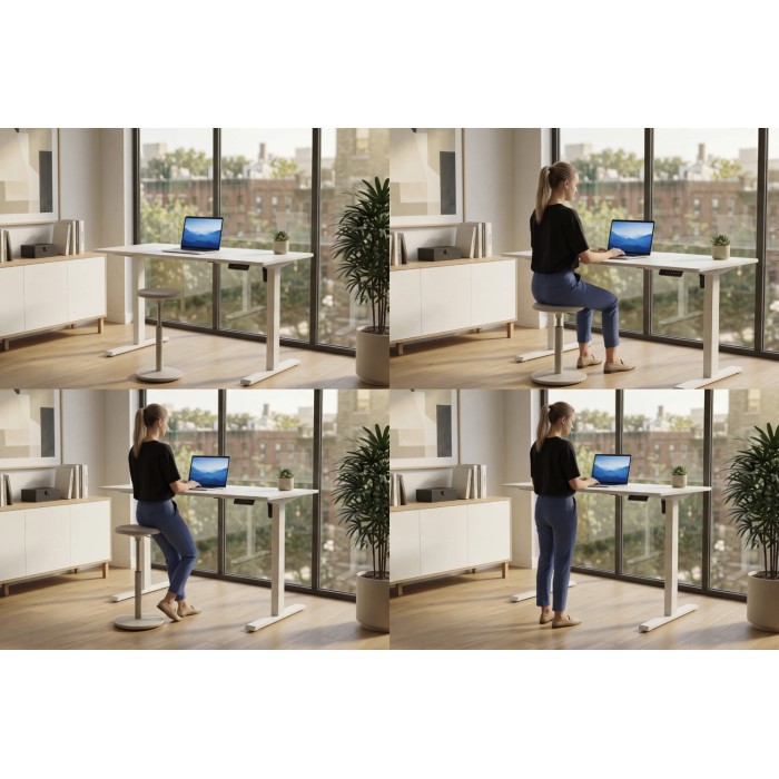 Escritorio eléctrico MONZA 140 cm blanco ajustable en altura