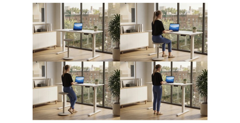 Zoom sur les différentes manières d'utiliser le bureau MONZA réglable en hauteur