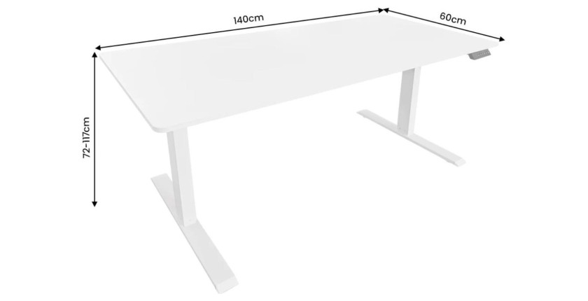 Bureau MONZA réglable en hauteur dimensions