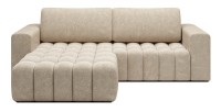 Canapé d’angle convertible DORY beige 250 cm avec coffre de rangement angle gauche 