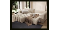 Canapé d’angle convertible DORY beige 250 cm avec coffre de rangement angle gauche 