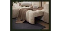 Canapé d’angle convertible DORY beige 250 cm avec coffre de rangement angle gauche 