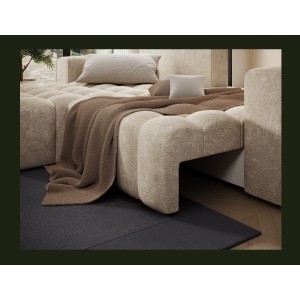 Canapé d’angle convertible DORY beige 250 cm avec coffre de rangement angle gauche 