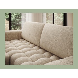 Canapé d’angle convertible DORY beige 250 cm avec coffre de rangement angle gauche 