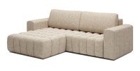 Canapé d’angle convertible DORY beige 250 cm avec coffre de rangement angle gauche 