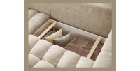 Canapé d’angle convertible DORY beige 250 cm avec coffre de rangement angle gauche 