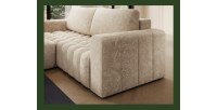 Canapé d’angle convertible DORY beige 250 cm avec coffre de rangement angle gauche 