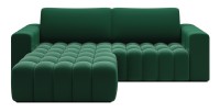 Canapé d’angle convertible DORY vert foncé 250 cm avec coffre de rangement angle gauche 