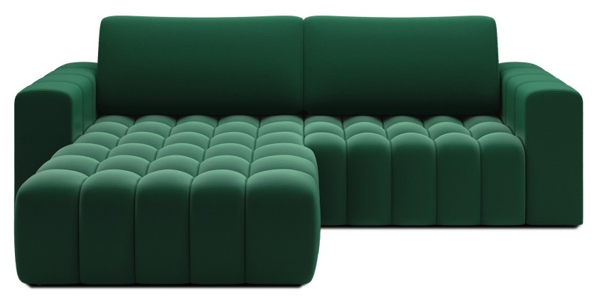 Canapé d’angle convertible DORY vert foncé 250 cm avec coffre de rangement angle gauche 