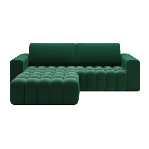 Canapé d’angle convertible DORY vert foncé 250 cm avec coffre de rangement angle gauche 