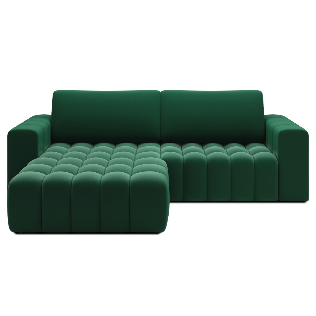 Canapé d’angle convertible DORY vert foncé 250 cm avec coffre de rangement angle gauche 