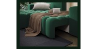 Canapé d’angle convertible DORY vert foncé 250 cm avec coffre de rangement angle gauche 