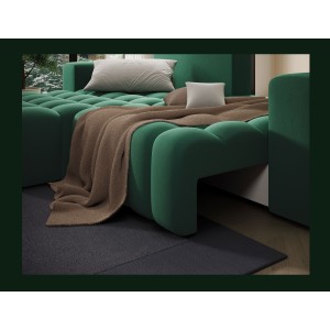Canapé d’angle convertible DORY vert foncé 250 cm avec coffre de rangement angle gauche 