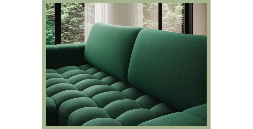 Canapé d’angle convertible DORY vert foncé 250 cm avec coffre de rangement angle gauche 