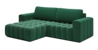 Canapé d’angle convertible DORY vert foncé 250 cm avec coffre de rangement angle gauche 