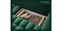 Canapé d’angle convertible DORY vert foncé 250 cm avec coffre de rangement angle gauche 