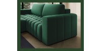 Canapé d’angle convertible DORY vert foncé 250 cm avec coffre de rangement angle gauche 