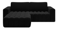 Canapé d’angle convertible DORY noir 250 cm avec coffre de rangement angle gauche 