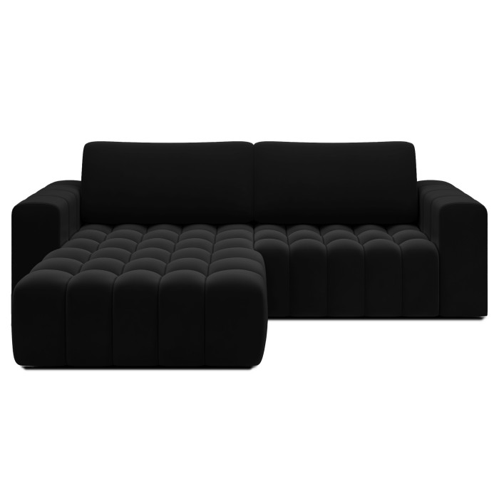 Canapé d’angle convertible DORY noir 250 cm avec coffre de rangement angle gauche 
