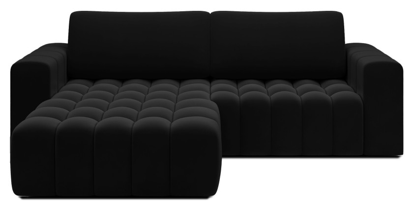 Canapé d’angle convertible DORY noir 250 cm avec coffre de rangement angle gauche 