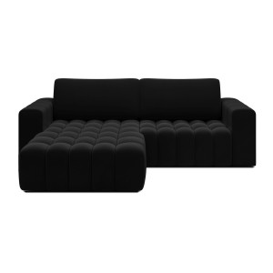 Canapé d’angle convertible DORY noir 250 cm avec coffre de rangement angle gauche 